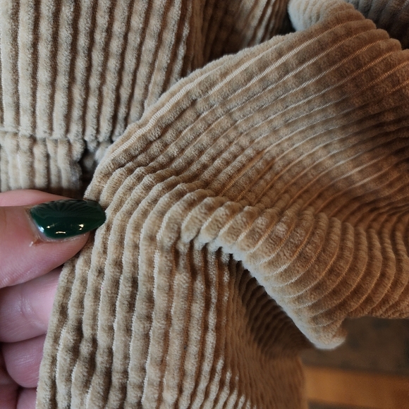 Talbots Corduroy Long Sleeve Tan Button Front Mini Dress Size 14 Pockets - Picture 3 of 16